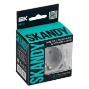 Штепсельная розетка встраиваемая IEK SKANDY 16А SK-R14-16-U14-018-K23 SK-R17S с з/к и шторками с USB A+C 18Вт серебряный