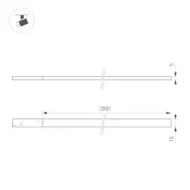 Магнитный трековый светильник 16W Белый теплый MAG-MICROCOSM-FLAT-ELASTIC-L2000 100deg 24V черный 043250