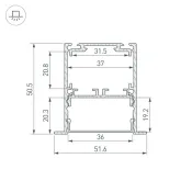 алюминиевый профиль SL-LINIA52-3L-F-2000 ANOD BLACK 044685