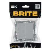Выключатель встраиваемый двухклавишный перекрестный IEK BRITE BR-V23-0-10-K47 ВС10-2-3-БрА алюминий