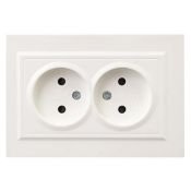 Штепсельная розетка встраиваемая двойная IEK BRITE 10А BR-R23-10-K36-F РСш12-2-БрЖ без з/к с з/ш в сборе жемчуг