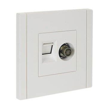 ТВ-розетка встраиваемая TV+RJ45 IEK FORTE&PIANO кат.5E FP236 белый FP-AK20-1-K01