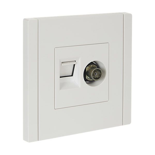 ТВ-розетка встраиваемая TV+RJ45 IEK FORTE&PIANO кат.5E FP236 белый FP-AK20-1-K01
