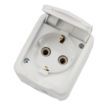 Розетка одноместная Mini OG KR-78-0604 с/з белая IP54 KRANZ