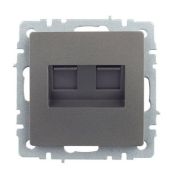Розетка встраиваемая компьютерная двойная IEK BRITE BR-K20-1-K46 РК10-2-БрС RJ45 кат.5E сталь