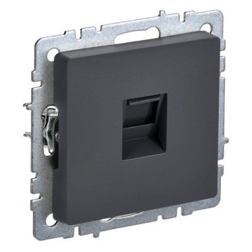 Розетка встраиваемая компьютерная IEK BRITE BR-K10-2-K53 РК11-БрГ RJ45 кат.6 графит