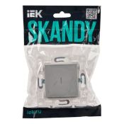 Выключатель встраиваемый одноклавишный проходной с подсветкой IEK SKANDY SK-V12-1-10-K23 SK-V08S серебряный