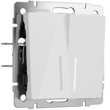 Выключатель встраиваемый двухклавишный с подсветкой  WERKEL W1120141 белый акрил