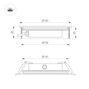 светильник  12W Белый теплый 038166 ART-GROUND-SLIM-R150 24V IP67 круглый встраиваемый серебристый