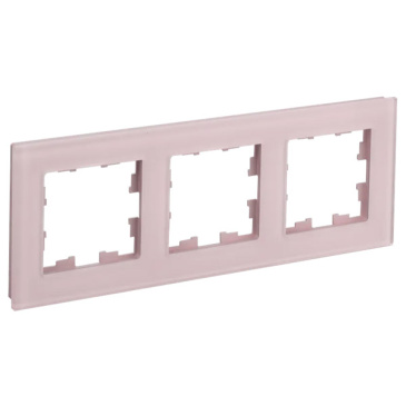 Рамка стеклянная 3 поста IEK BRITE BR-M32-G-31-K14 РУ-3-2-Бр розовый матовый