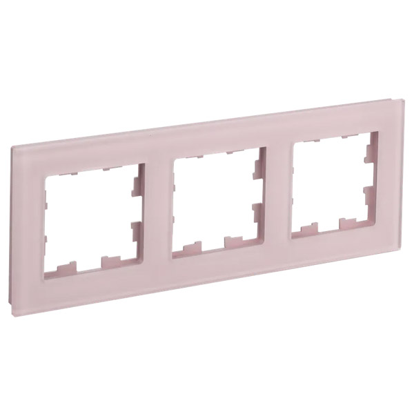 Рамка стеклянная 3 поста IEK BRITE BR-M32-G-31-K14 РУ-3-2-Бр розовый матовый