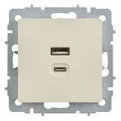 Розетка встраиваемая USB IEK BRITE A+C 45Вт BR-U22-045-K10 РЮ11-2-БрКр бежевый