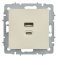 Розетка встраиваемая USB IEK BRITE A+C 45Вт BR-U22-045-K10 РЮ11-2-БрКр бежевый