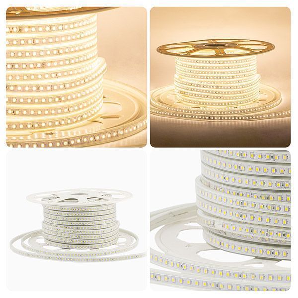 Светодиодная лента Белый теплый 2835 220V  8W/m  120Led/м герм 17-41 IP65 50М Светодиодная лента Белый теплый 2835 220V  8W/m  120Led/м герм 17-41 IP65 50М
