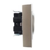 Штепсельная розетка встраиваемая двойная IEK BRITE 16А BR-R21-16-K37-F РС12-3-БрШ с з/к без з/ш в сборе шампань