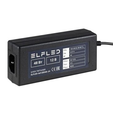 сетевой адаптер (AC-DC)  12V  4.0A 48W ELFLED-Ad12E048-JH черный корпус