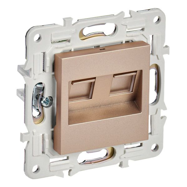 Розетка встраиваемая компьютерная двойная IEK SKANDY SK-K20-1-K98 SK-K03Sa RJ45 кат.5E песочный