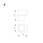 светильник  6W Белый дневной 033581 SP-SPICY-WALL-S115x72-6W 220V IP20 цилиндр накладной золотой