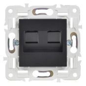 Розетка встраиваемая компьютерная двойная IEK SKANDY SK-K20-1-K02 SK-K03Bl RJ45 кат.5E черный