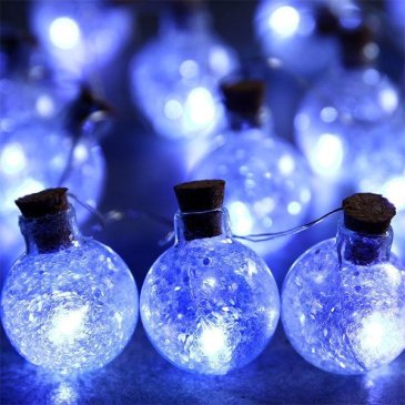 гирлянда НИТЬ Белый с насадками «Шарики» серебристая нить, 15 LED, батарейки ААх2 1,6м IP20