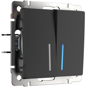 Выключатель встраиваемый двухклавишный с подсветкой  WERKEL W1120108 черный матовый