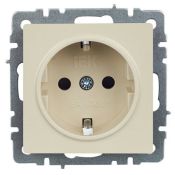 Штепсельная розетка встраиваемая IEK BRITE 16А BR-R14-16-K10 РС14-1-0-БрКр с з/к и шторками бежевый