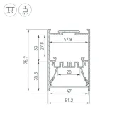 алюминиевый профиль LINE-5075-HONEYCOMB-2000 BLACK 044874