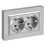 Штепсельная розетка встраиваемая двойная IEK BRITE 16А BR-R27-16-K47-F РСПл12-3-БрА с з/к без з/ш в сборе плоская алюминий