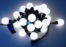 гирлянда фигурная  8W Белый, большие шарики, Rich LED RL-S5-20C-40B-B/W, черный провод 5 м., соединяемая, 220V, 20 Led, IP65, статика
