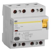 Выключатель дифференциальный (УЗО) ВД1-63 4Р 25А 100мА MDV10-4-025-100 IEK