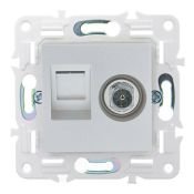 Розетка встраиваемая комбинированная IEK SKANDY SK-AK20-2-K23 SK-A15S TV+RJ45 кат.6 серебряный