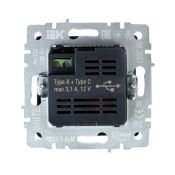 Розетка встраиваемая USB IEK BRITE A+C 18Вт BR-U22-018-K02 РЮ11-1-БрЧ черный