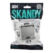 Штепсельная розетка встраиваемая IEK SKANDY 16А SK-R16-16-44-K50 SK-R11N с з/к без з/ш и крышкой металл никель IP44