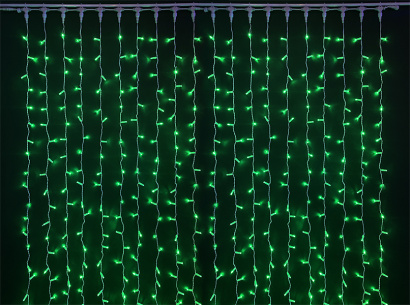 гирлянда ЗАНАВЕС  70W Зеленый RL-C2*6-CW/G, белый провод, 2*6 м., 220V, 1000 Led, IP65, мерцание