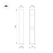 светильник 11W Белый теплый 050734 LGD-SEKVOYA-BOLL-SOCKET-H900 (BK, 120 deg, 230V) IP65 цилиндр стационарный черный