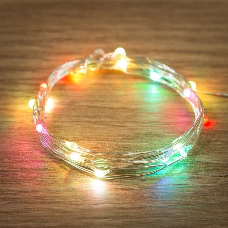 гирлянда НИТЬ на батарейках РОСА RGB 303-009-1 (3V, CR2032х2) 2.0м