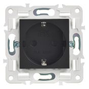 Штепсельная розетка встраиваемая IEK SKANDY 16А SK-R14-16-1-K02 SK-R06B с з/к и шторками безвинтовое крепление черный