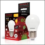 светодиодная лампа шар  G45 Белый дневной  5W Supra SL-LED-P45-5W/4000/E27  6452