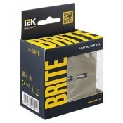 Розетка встраиваемая USB IEK BRITE A+A 3,1А BR-U21-D31-K37 РЮ10-1-БрШ шампань