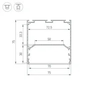 алюминиевый профиль LINE-S-7575-2000 WHITE 041858