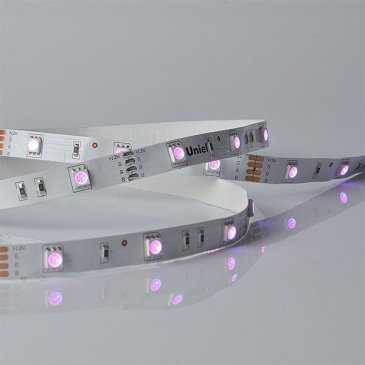 Светодиодная лента RGB 5050 12V  7.2W/m 30Led/метр UL-00004371 ULS-M22-5050-30LED-m-10mm-IP20-7.2W-m-5M-RGB PROFI