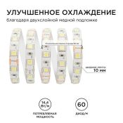 Светодиодная лента  Белый 5050 12V 14.4W/m 60Led/метр герм (силикон) 259BL Стандарт 1м IP65 блистер