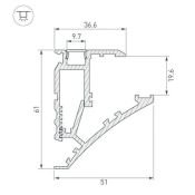 алюминиевый профиль SL-SHELF-600-2000 ANOD 060498