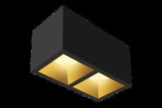 Накладной светильник  24W Белый теплый KUB X2 BG 220V диммируемый двойной куб черный с золотой вставкой