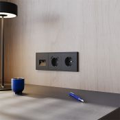 Розетка компьютерная встраиваемая VOLTUM S70 двойная RJ45+RJ45 кат.6 черный матовый