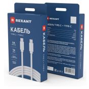Кабель штекер Type-C - штекер Type-C  1.0М 3А 60W ПВХ белый Power Delivery REXANT
