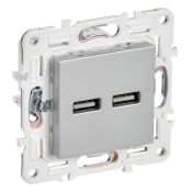 Розетка встраиваемая USB IEK SKANDY A+A 3,1А SK-U21-D31-K23 SK-R15S серебряный