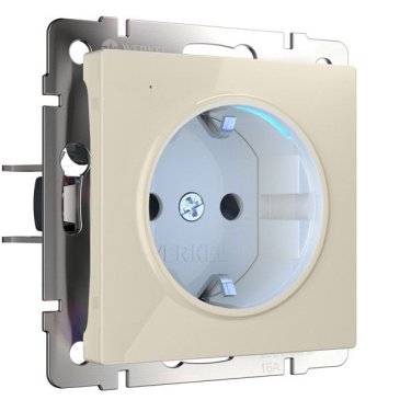 Штепсельная розетка встраиваемая WERKEL 16A 250V W1171403 с/з и подсветкой слоновая кость