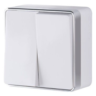 Выключатель накладной двухклавишный WERKEL GALLANT WL15-03-01 / W5020001 белый Уценка!!!