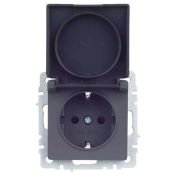 Штепсельная розетка встраиваемая IEK BRITE 16А BR-R16-16-44-K53 РСбш10-3-44-БрГ с з/к и шторками с крышкой графит IP44
